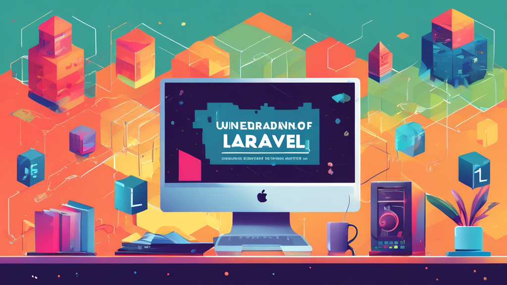 A vibrant and welcoming illustrated book cover for 'Understanding the Basics of Laravel: A Beginner's Guide', featuring a large, inviting Laravel logo surrounded by beginners enthusiastically coding on their computers in a cozy, modern coding bootcamp environment.